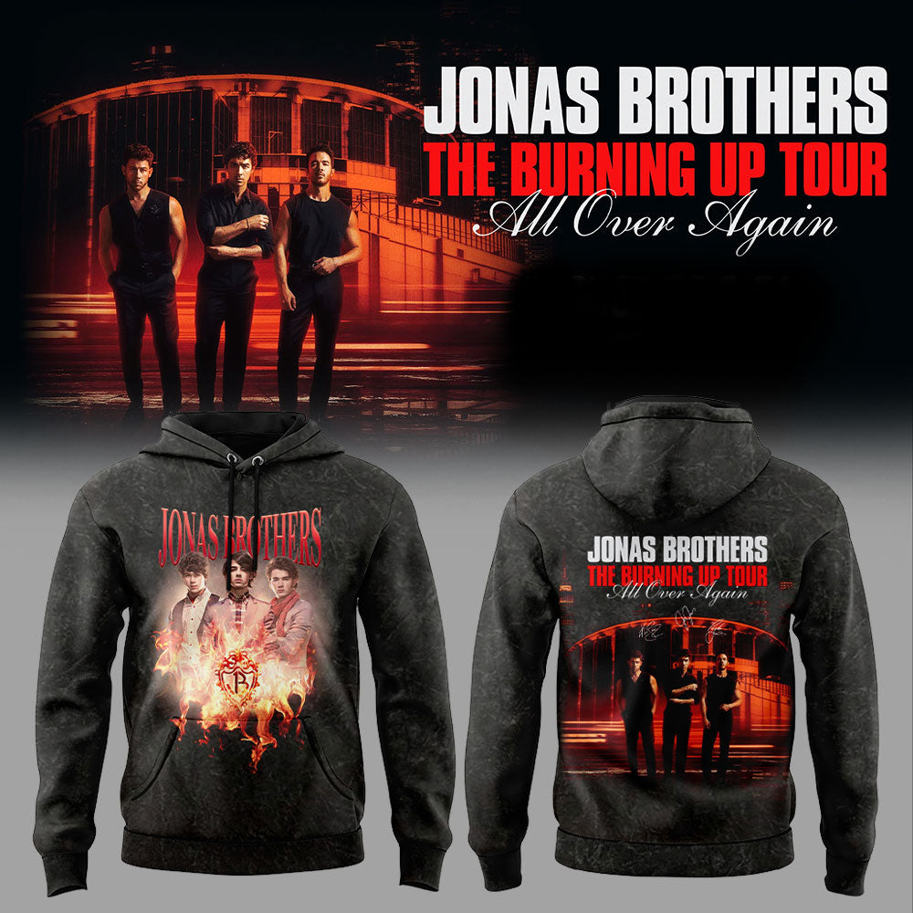 Jonas Brothers The Burning Up Tour All Over Again 2026 Concert Hoodie