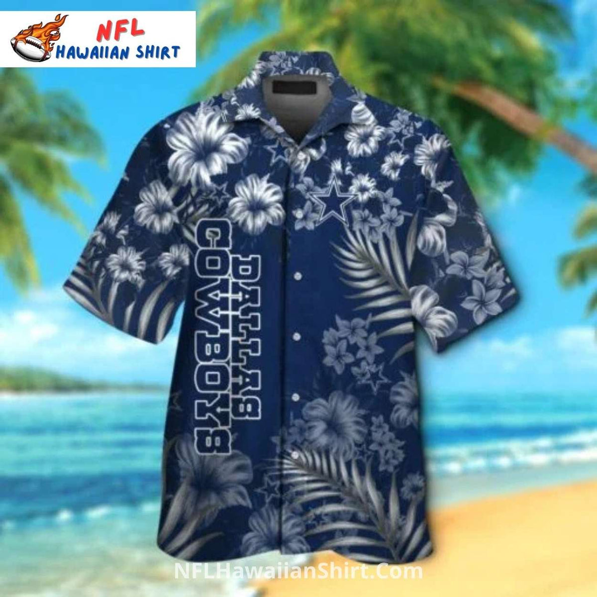 Dallas Cowboys Aloha Shirt – Blue Floral Hibiscus Pattern