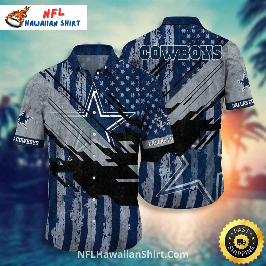 Dallas Cowboys Aloha Shirt Distressed American Flag