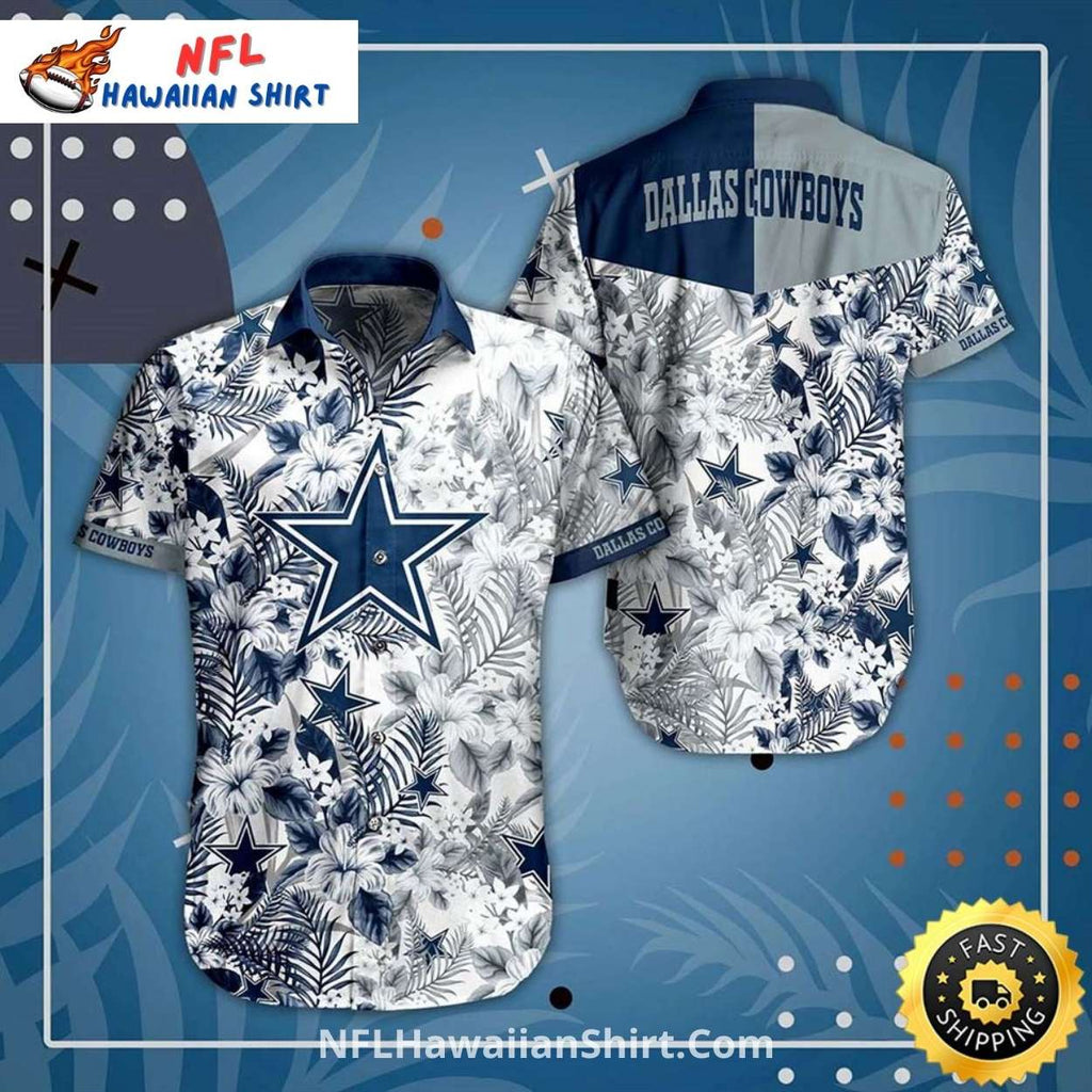 Dallas Cowboys Aloha Shirt White And Navy Floral Print