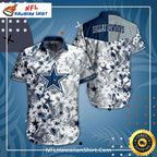 Dallas Cowboys Aloha Shirt White And Navy Floral Print