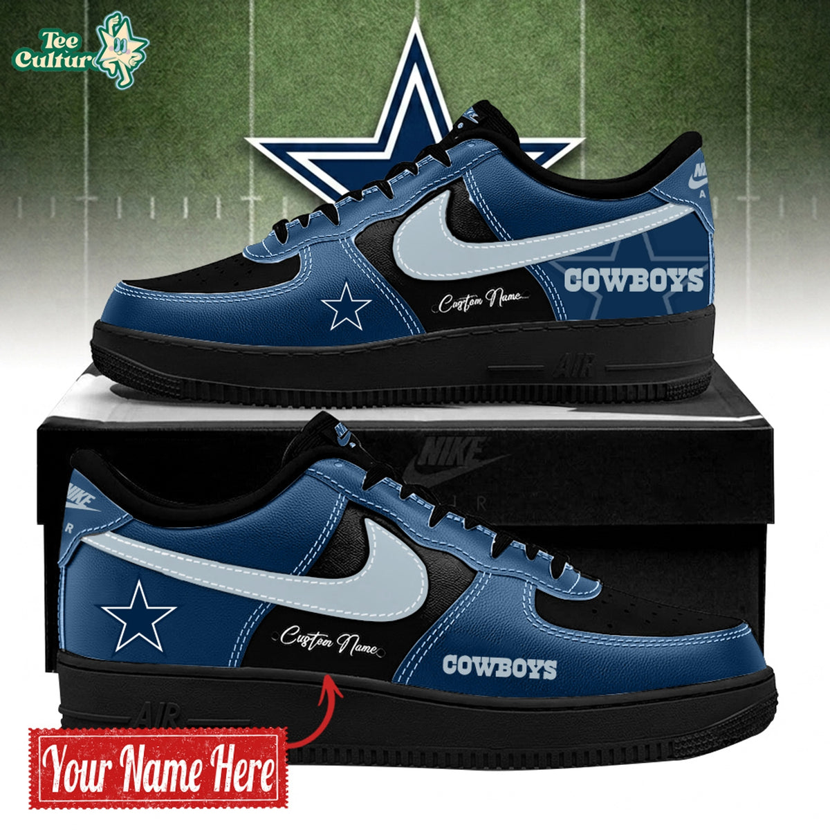 Dallas Cowboys Bold Black And Navy Limited Edition AF1