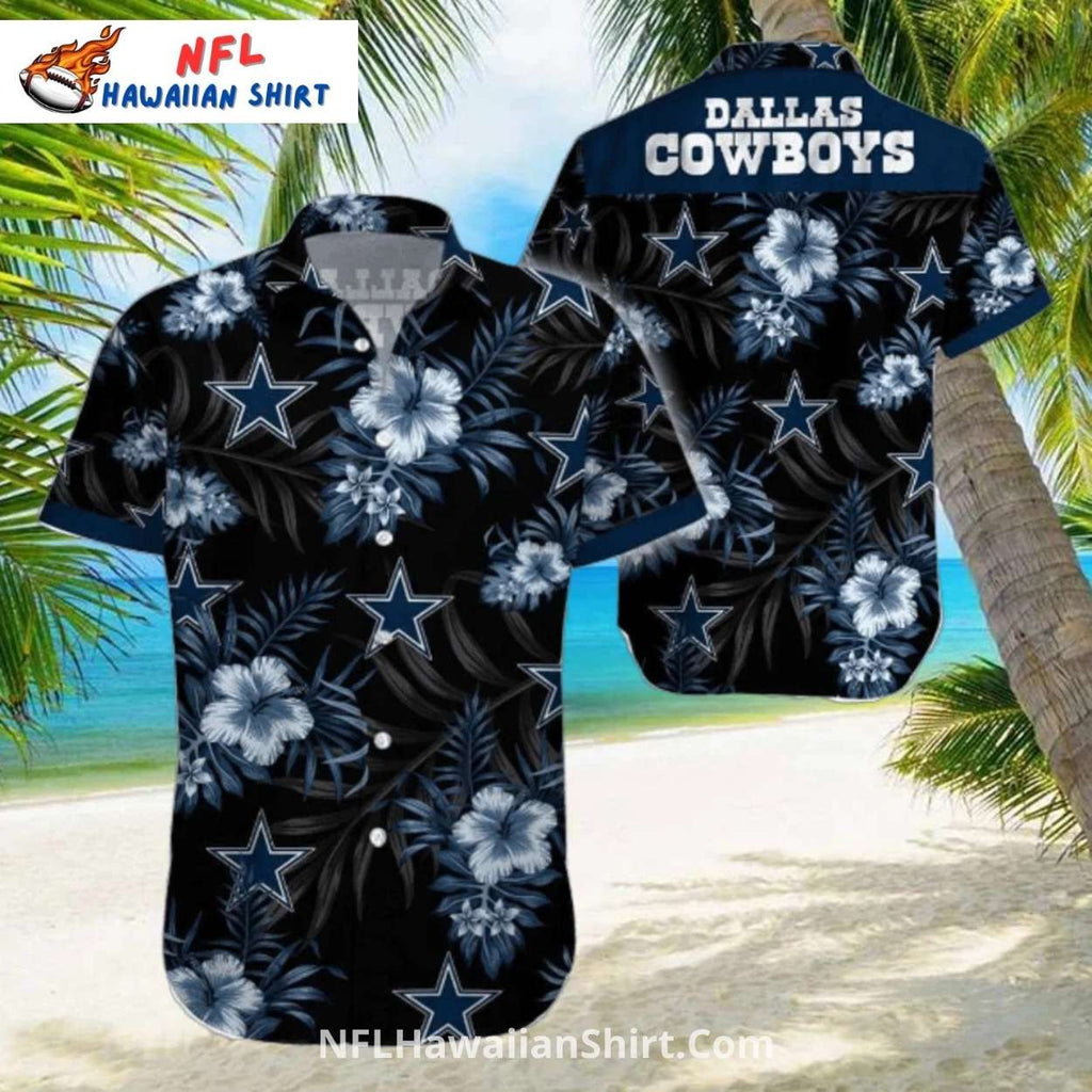 Dallas Cowboys Hawaiian Shirt Black Floral Star Pattern