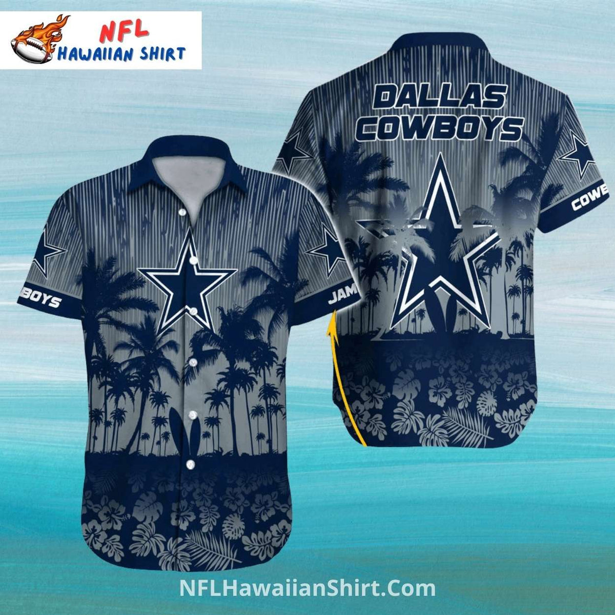 Dallas Cowboys Hawaiian Shirt Sunset Palm Tree Scene
