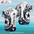 Dallas Cowboys Hawaiian Shirt White Flame Star Design