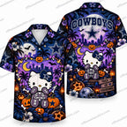 Dallas Cowboys Hello Kitty Witch Repeat Halloween Hawaiian Shirt