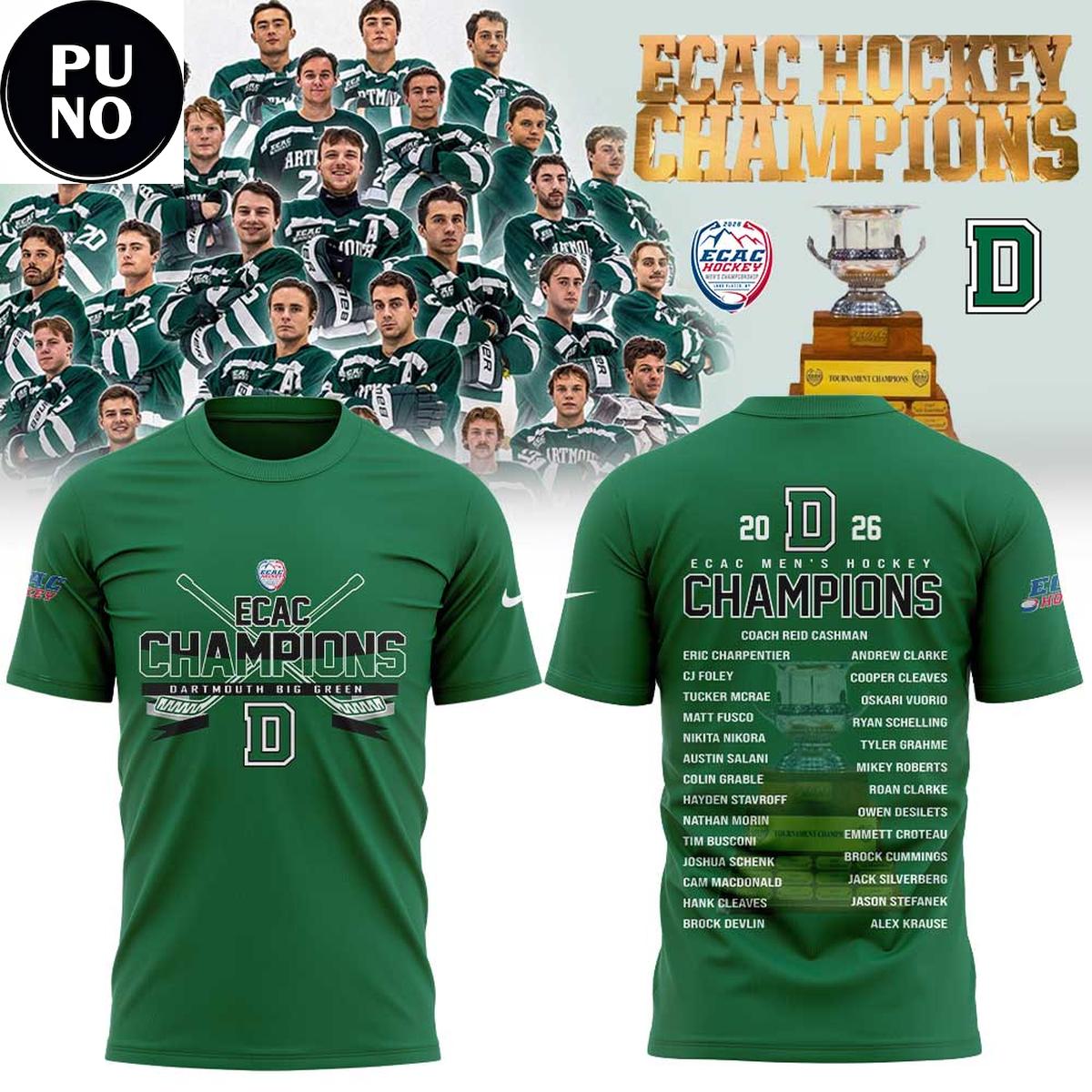 Dartmouth Big Green ECAC Men's Hockey Champions 2026 All Players Hoodie T-Shirt
