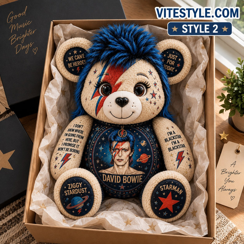 David Bowie Bear Shaped Pillow