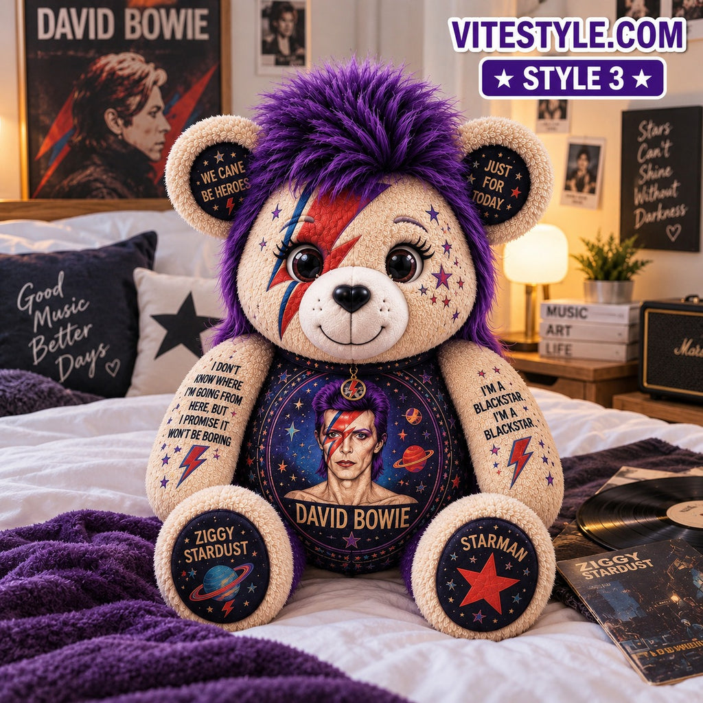 David Bowie Bear Shaped Pillow