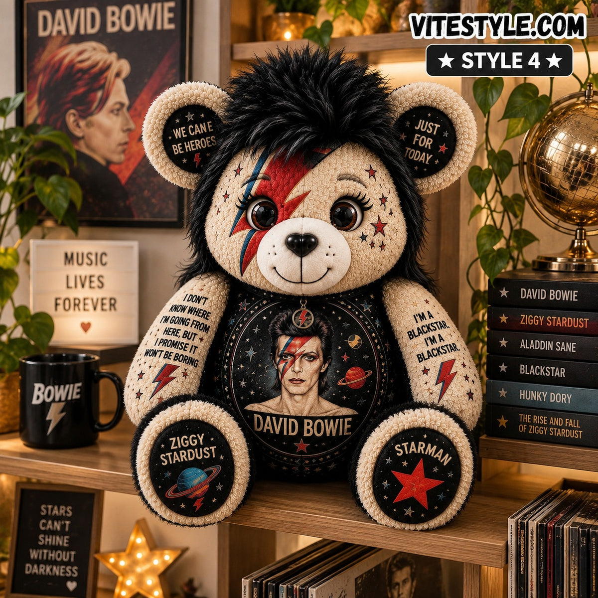 David Bowie Bear Shaped Pillow