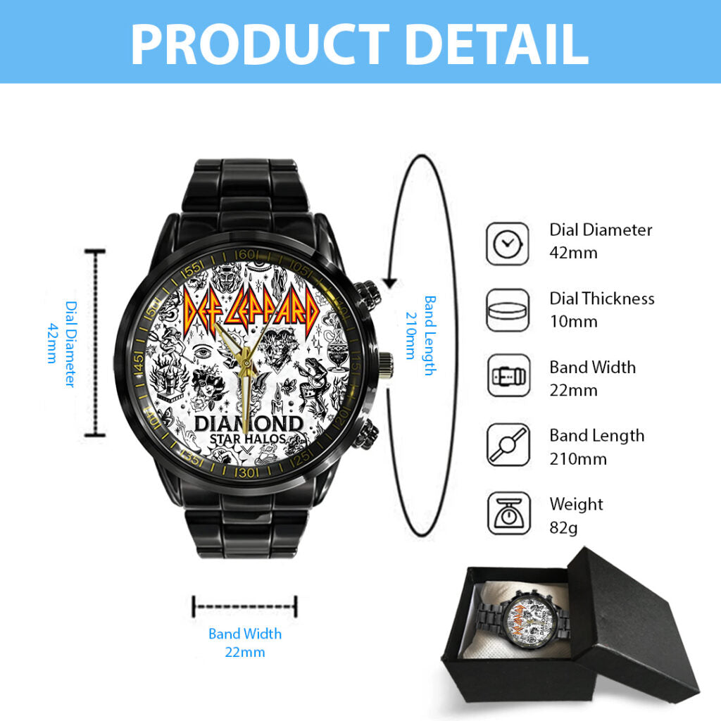 Def Leppard Black Stainless Steel Watch - TANTN17837