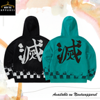 Demon Slayer Tanjiro Inspired Checkered Hoodie