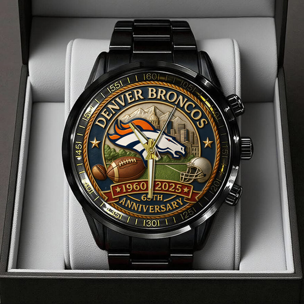 Denver Broncos 65th Anniversary 2025 Black Stainless Steel Watch - TANTN16141