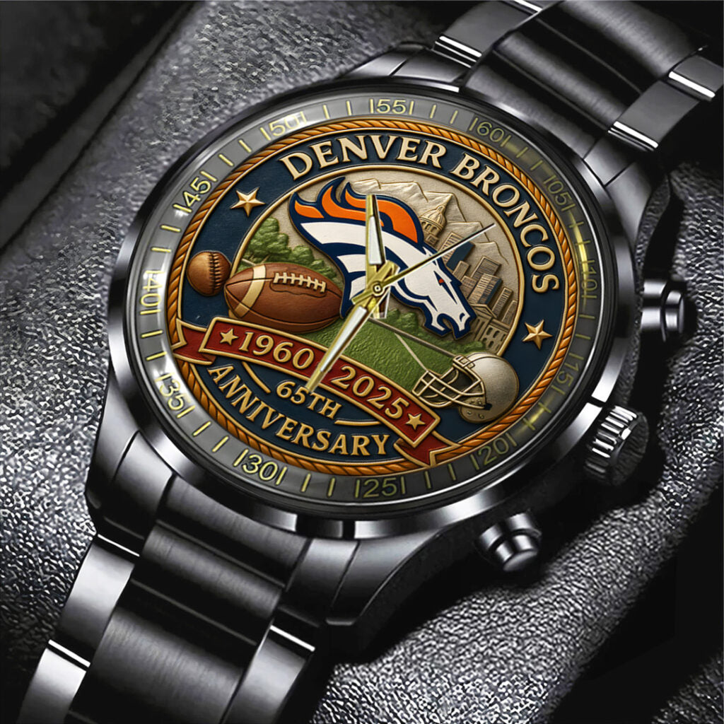Denver Broncos 65th Anniversary 2025 Black Stainless Steel Watch - TANTN16141