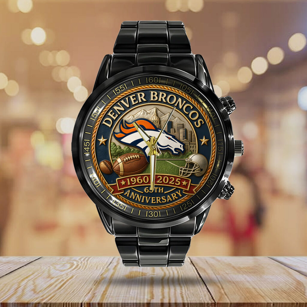 Denver Broncos 65th Anniversary 2025 Black Stainless Steel Watch - TANTN16141