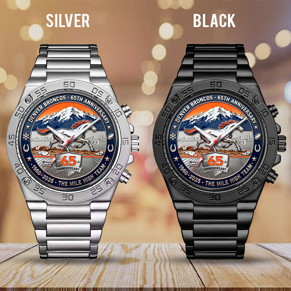 Denver Broncos 65th Anniversary Gentleman Stainless Steel Watch - HOATT15222