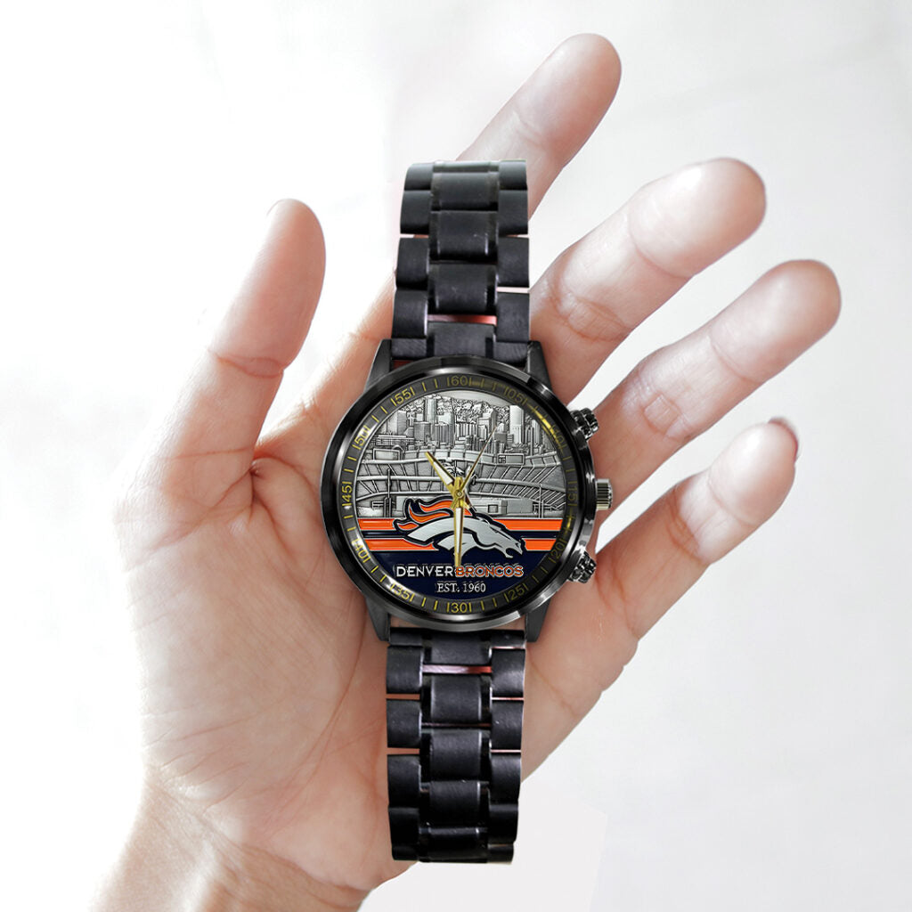 Denver Broncos Black Stainless Steel Watch - TANTN19406