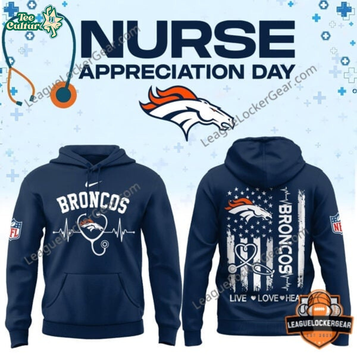 Denver Broncos Nurse Appreciation Day Hoodie