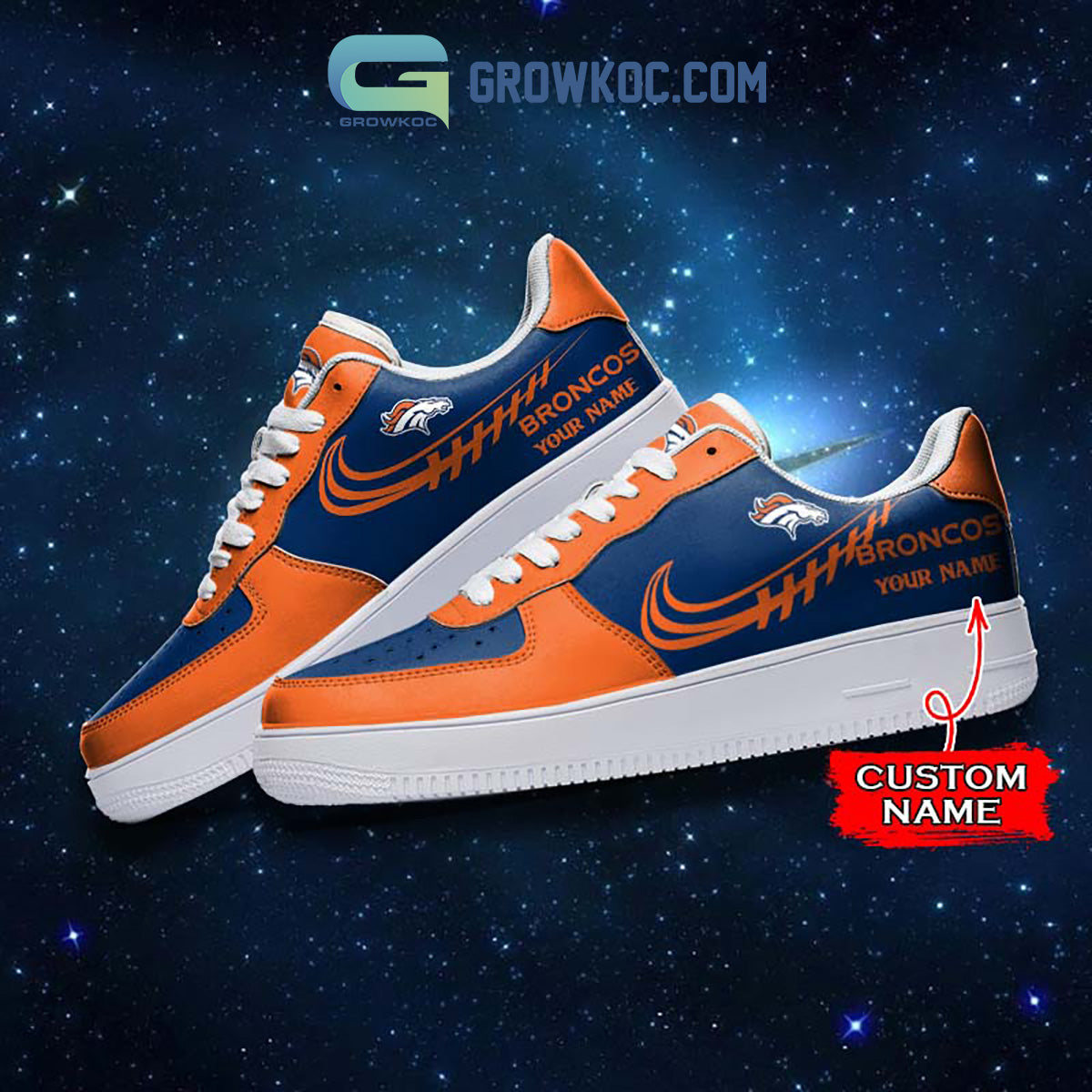 Denver Broncos Personalized Air Force 1 Sneaker Shoes