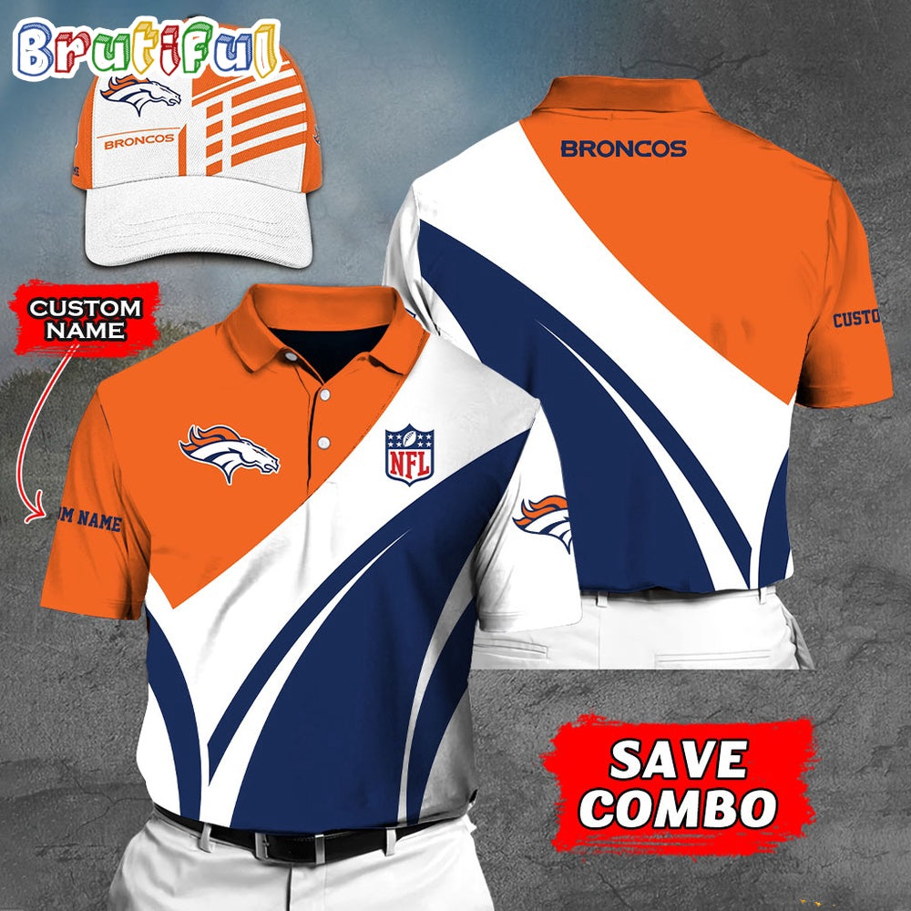 Denver Broncos Polo Shirt Custom Name Football Polo Shirts
