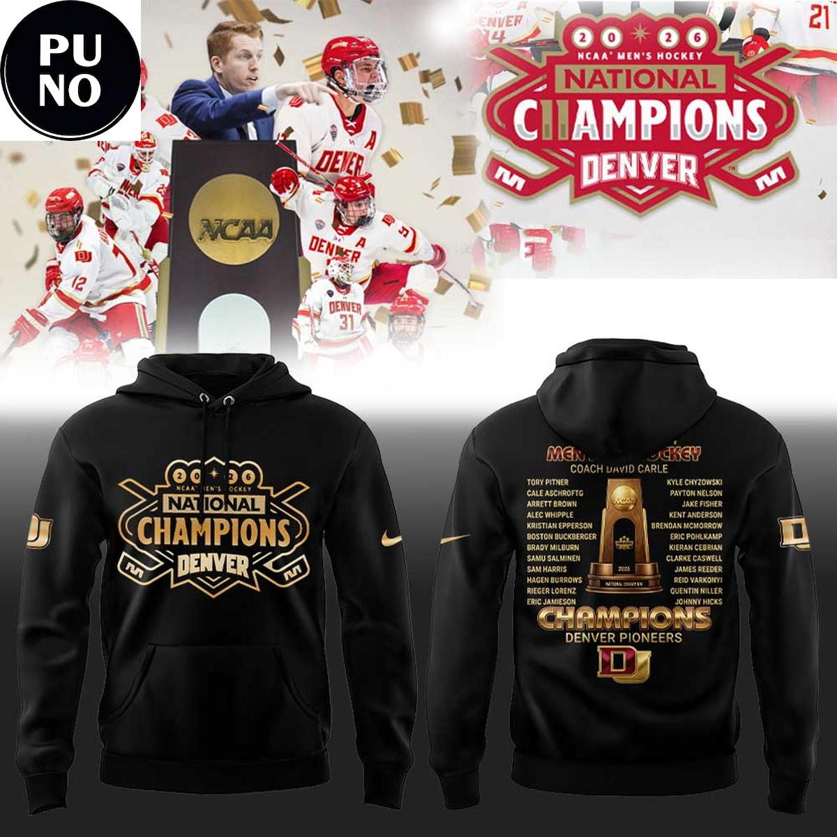 Denver Pioneers 2026 NCAA National Champions Locker Room Hoodie T-Shirt