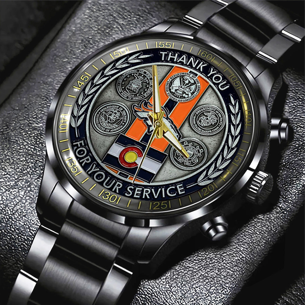 Denver Broncos Black Stainless Steel Watch - TANTN19408
