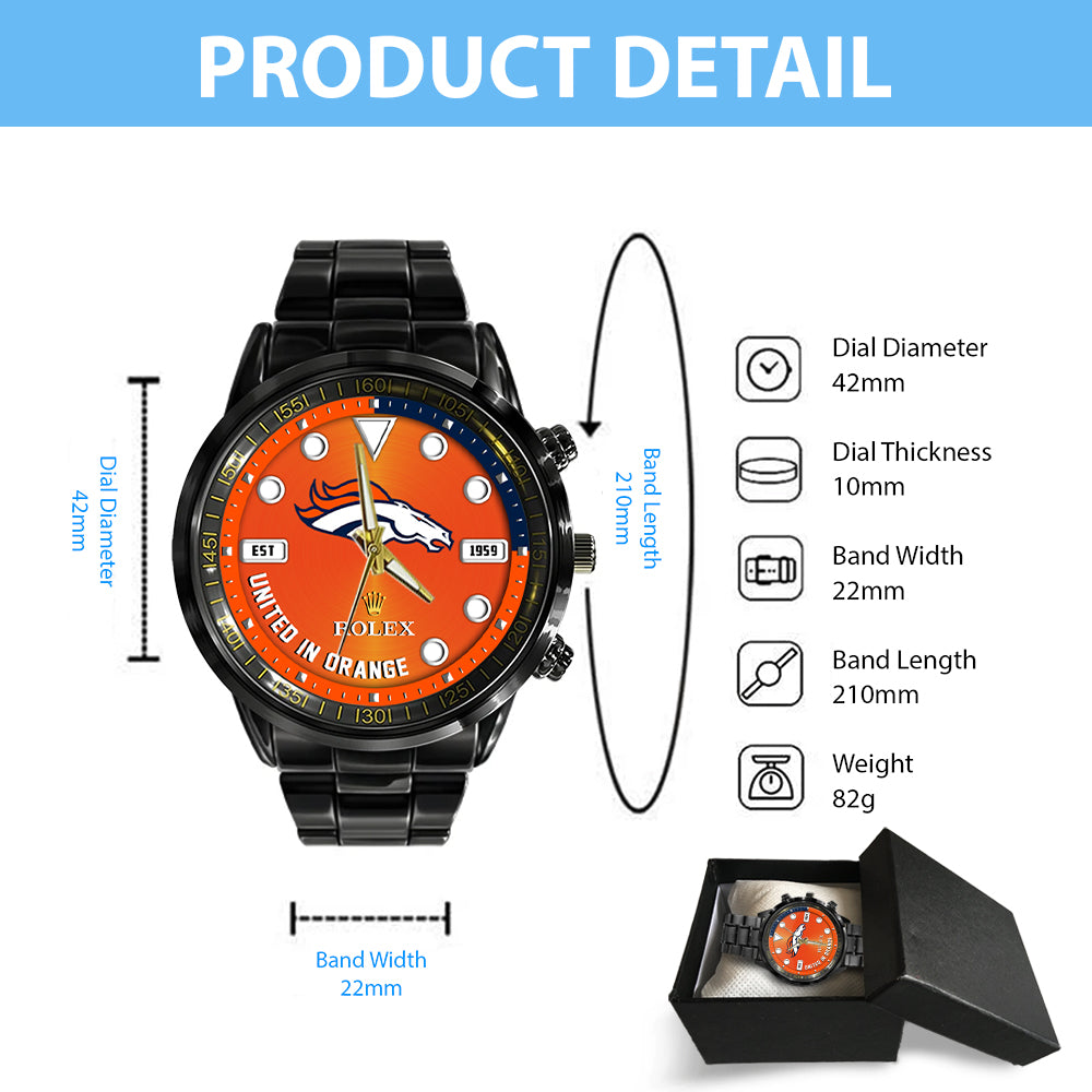 Denver Broncos x Rolex Black Stainless Steel Watch - MAITM13232