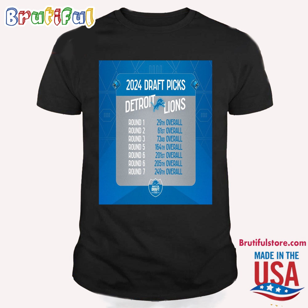 Detroit Lions 2024 Draft Picks T Shirt
