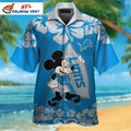 Detroit Lions Aloha Shirt Surfing Mickey Tropical Print