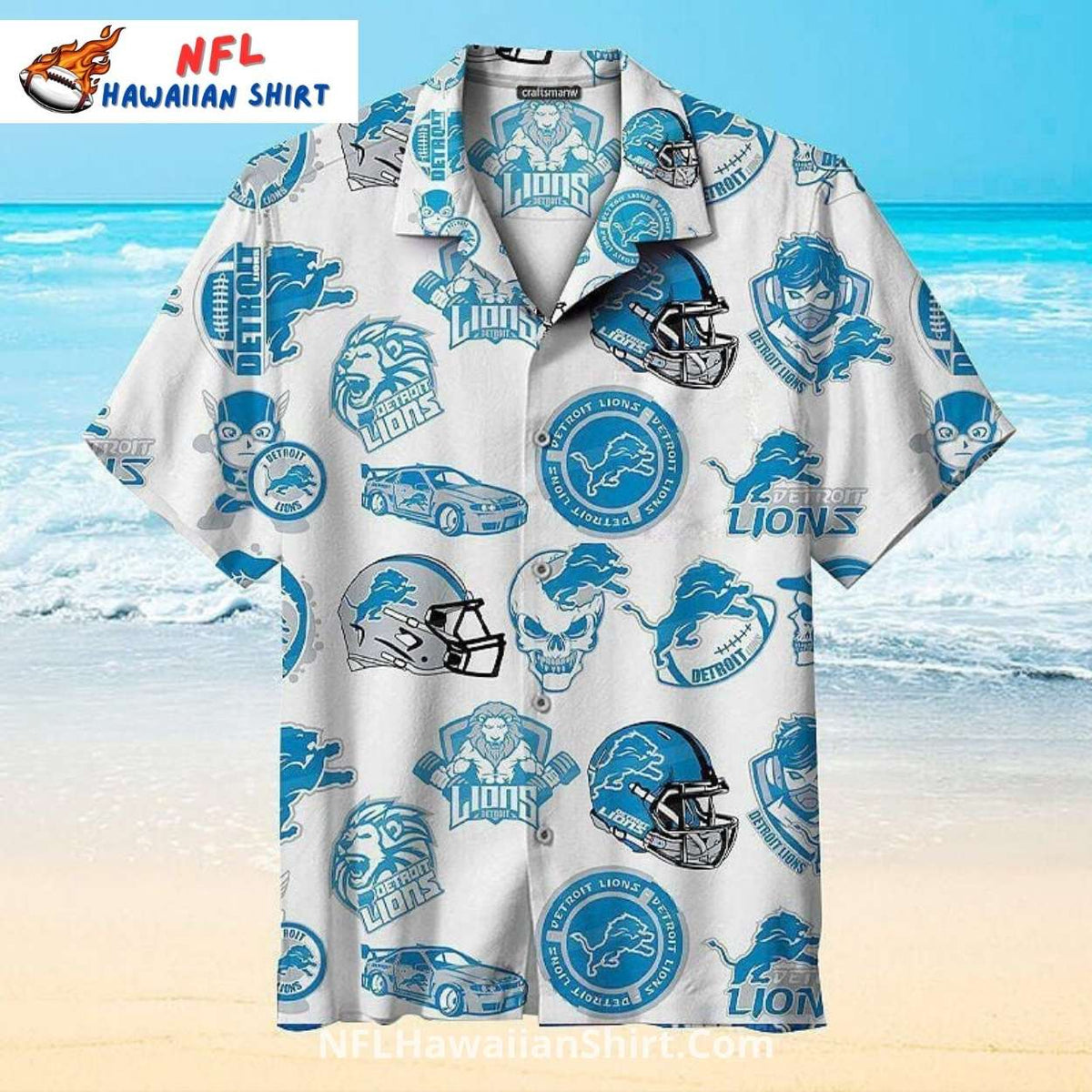 Detroit Lions Custom Name Lighthouse Hawaiian Shirt