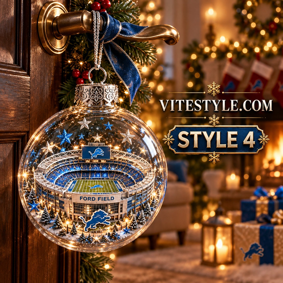 Detroit Lions Ford Field Stadium Christmas Ornament