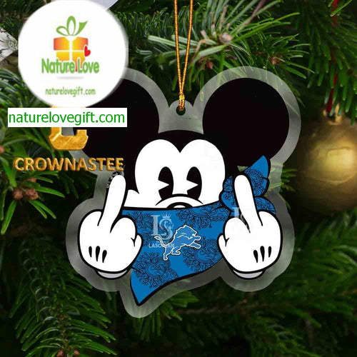 Detroit Lions Mickey Mouse Funny NFL Acrylic Christmas Tree Decor Ornament