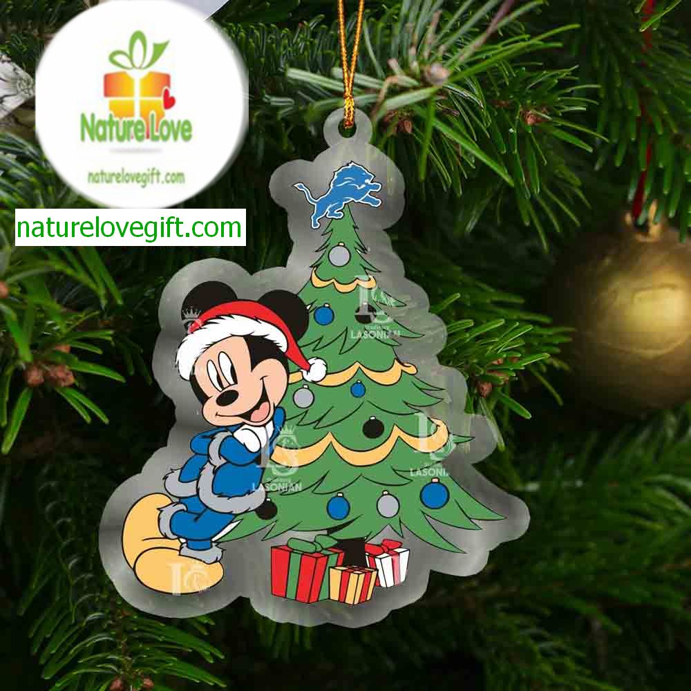 Detroit Lions Mickey Mouse Xmas NFL Acrylic Christmas Tree Decor Ornament