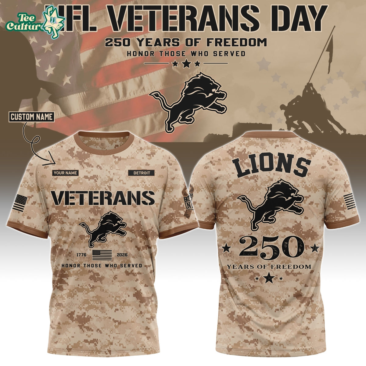 Detroit Lions NFL Veterans Day 2026 Limited Edition T-Shirt