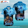 Detroit Lions Roaring Lion Sunset Hawaiian Shirt For Fans