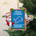 Detroit Lions Santa And Reindeer Funny Christmas Ornament NFL Gift