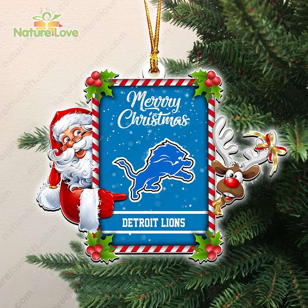 Detroit Lions Santa And Reindeer Funny Christmas Ornament NFL Gift