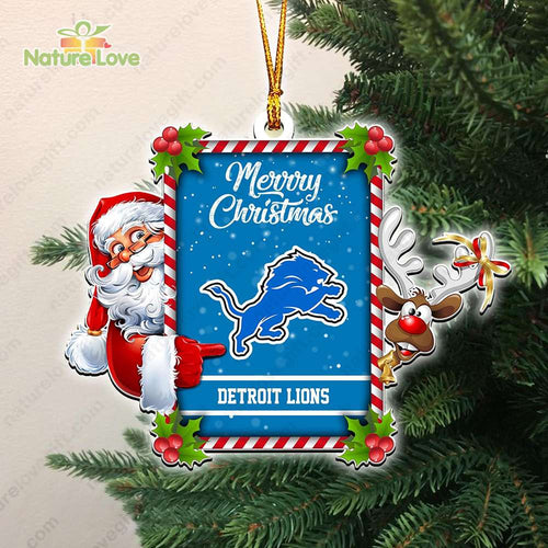 Detroit Lions Santa And Reindeer Funny Christmas Ornament NFL Gift