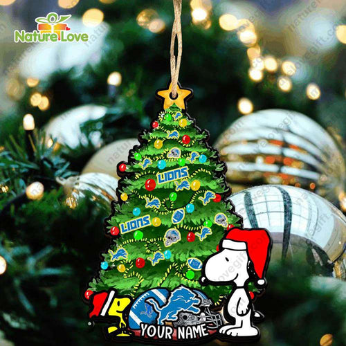 Detroit Lions Snoopy Peanuts Custom Christmas Ornament Xmas Tree Decorations