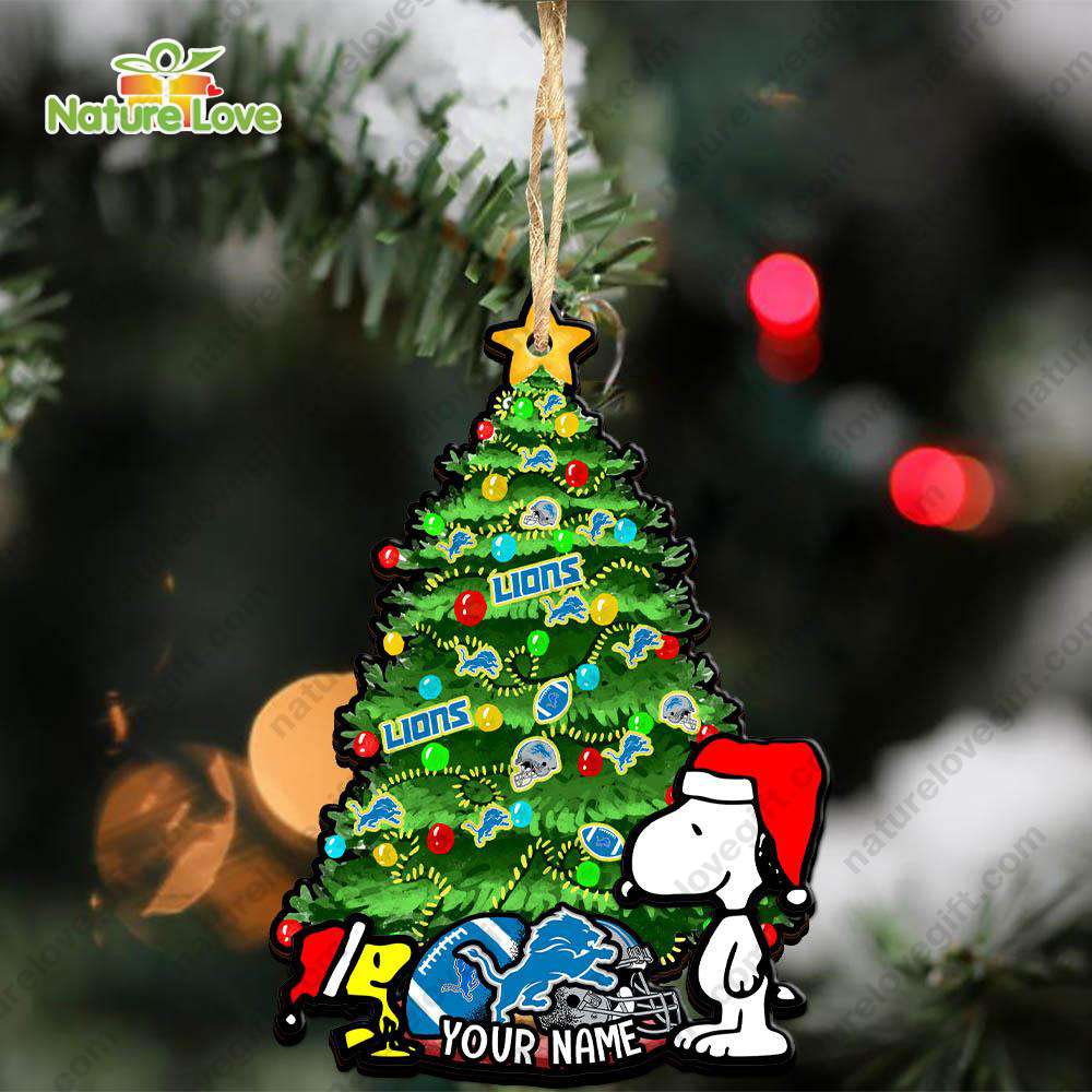 Detroit Lions Snoopy Peanuts Custom Christmas Ornament Xmas Tree Decorations