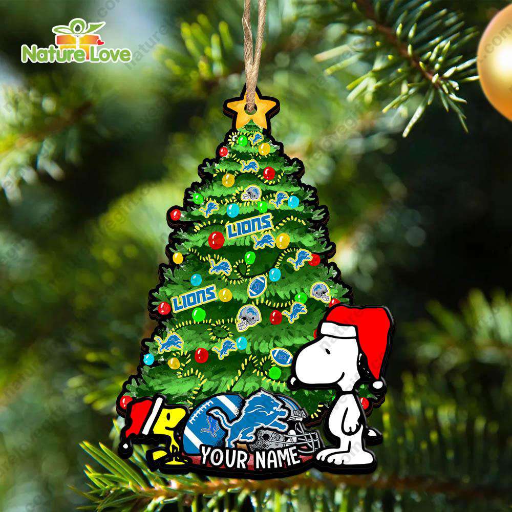 Detroit Lions Snoopy Peanuts Custom Christmas Ornament Xmas Tree Decorations