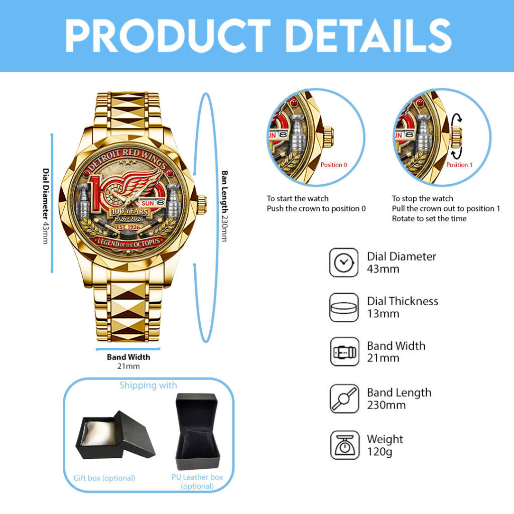 Detroit Red Wings 100th Anniversary Alloy Luxury Quartz Watch - TANTN21494