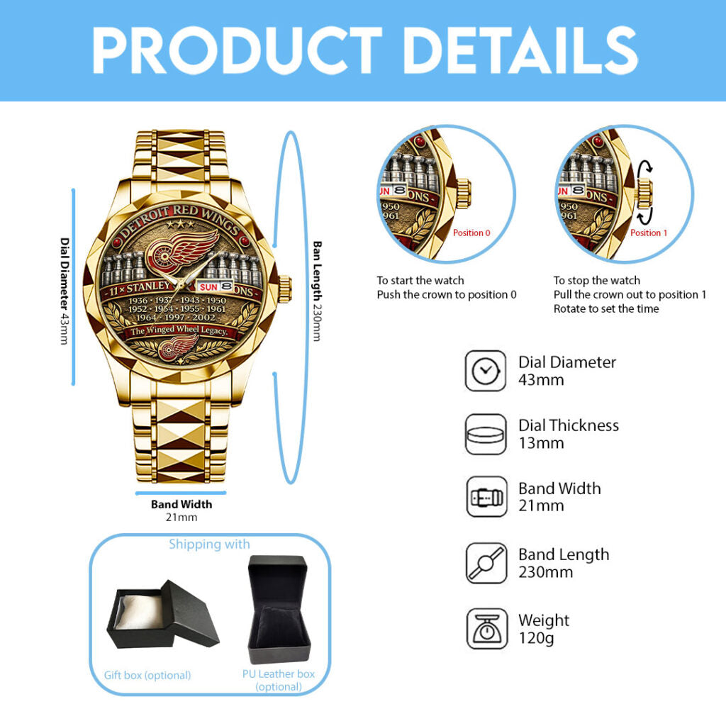Detroit Red Wings 100th Anniversary Alloy Luxury Quartz Watch - TANTN21497