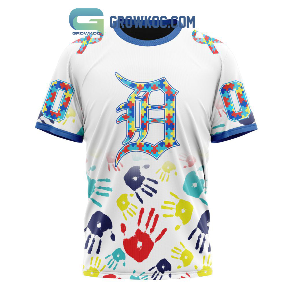 Detroit Tigers MLB Autism Awareness Hand Design Personalized Hoodie T Shirt