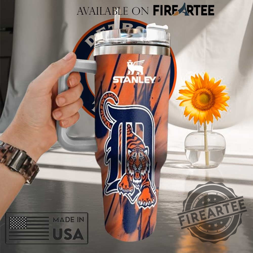 Detroit Tigers Split Design Stanley Tumbler Custom Baseball Fan Mug