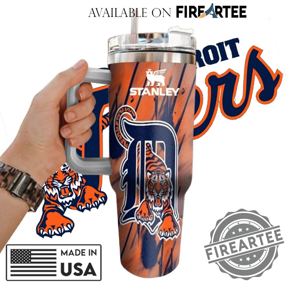 Detroit Tigers Split Design Stanley Tumbler Custom Baseball Fan Mug