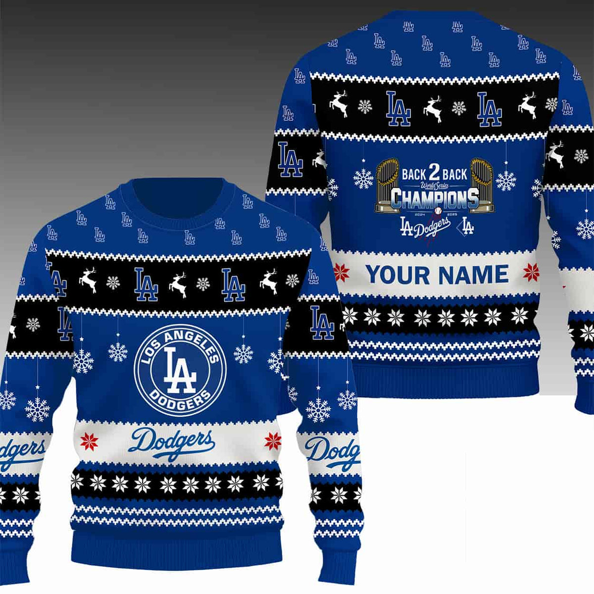 Dodgers Back To Back World Series 2025 Champions Ugly Sweater