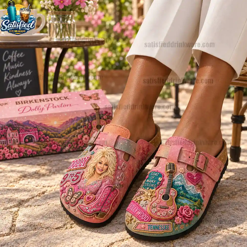 Dolly Parton 9 to 5 Pink Suede Clogs