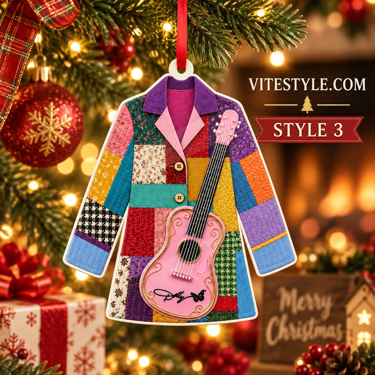 Dolly Parton Coat of Many Colors Acrylic Ornament