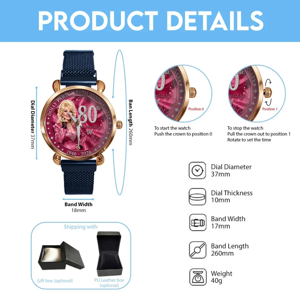 Dolly Parton Mesh Strap Quartz Watch - TMTHU8877